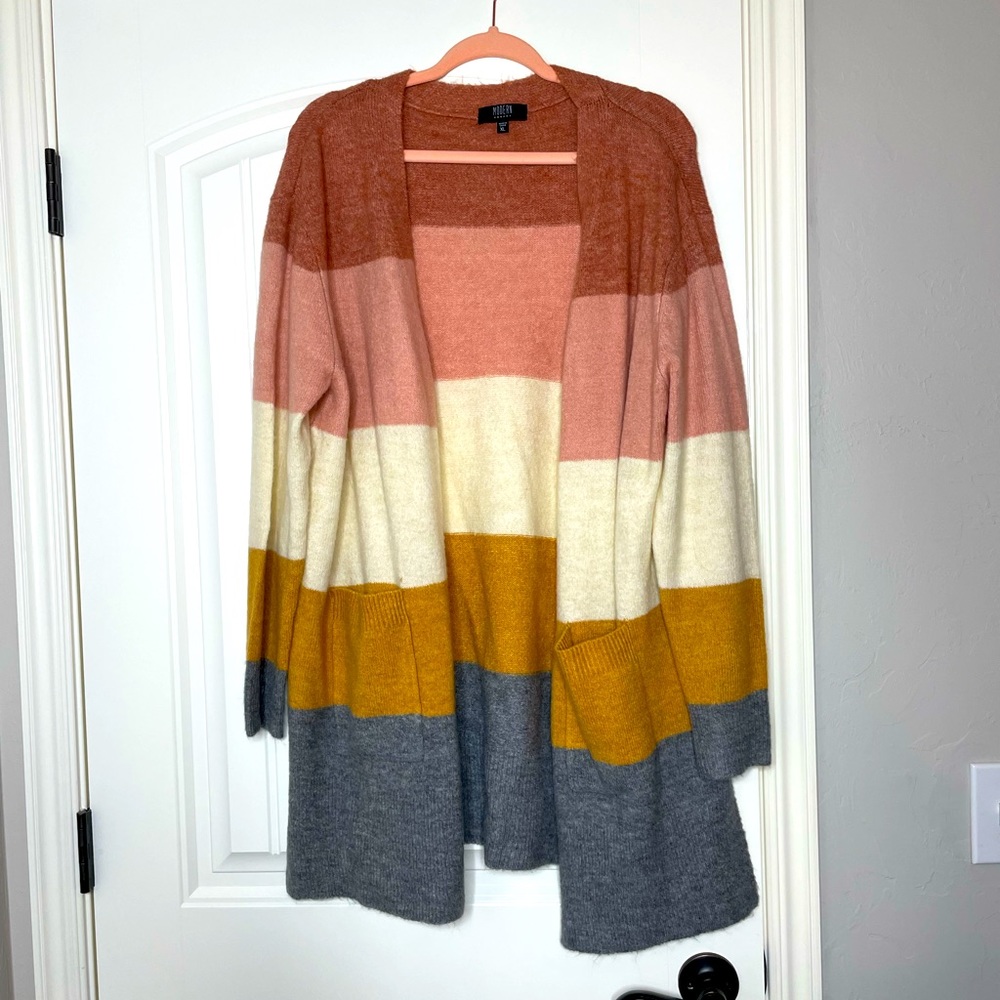 Modern Canvas Open Front Cardigan